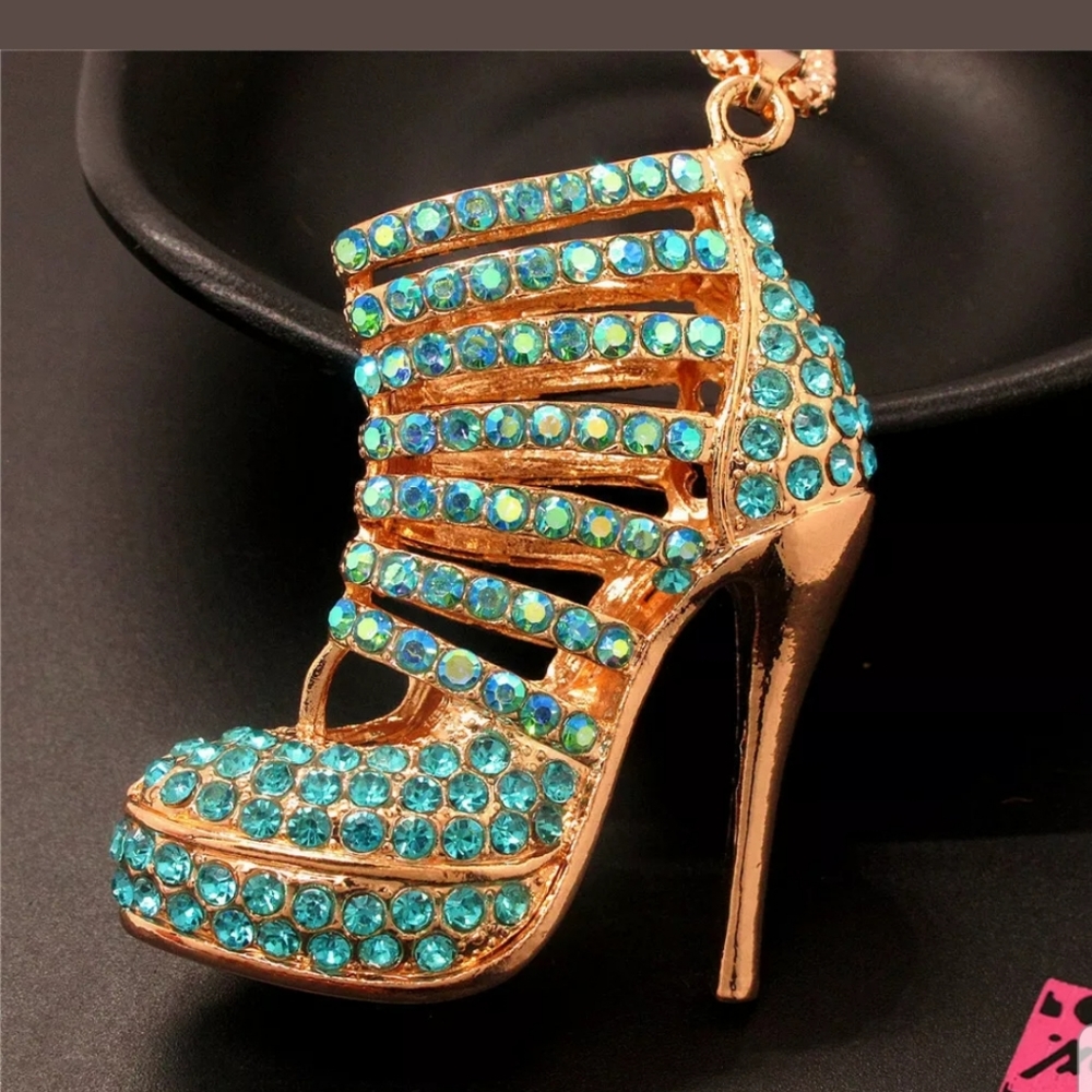 Blue, High Heel Crystal Necklace/Pendant